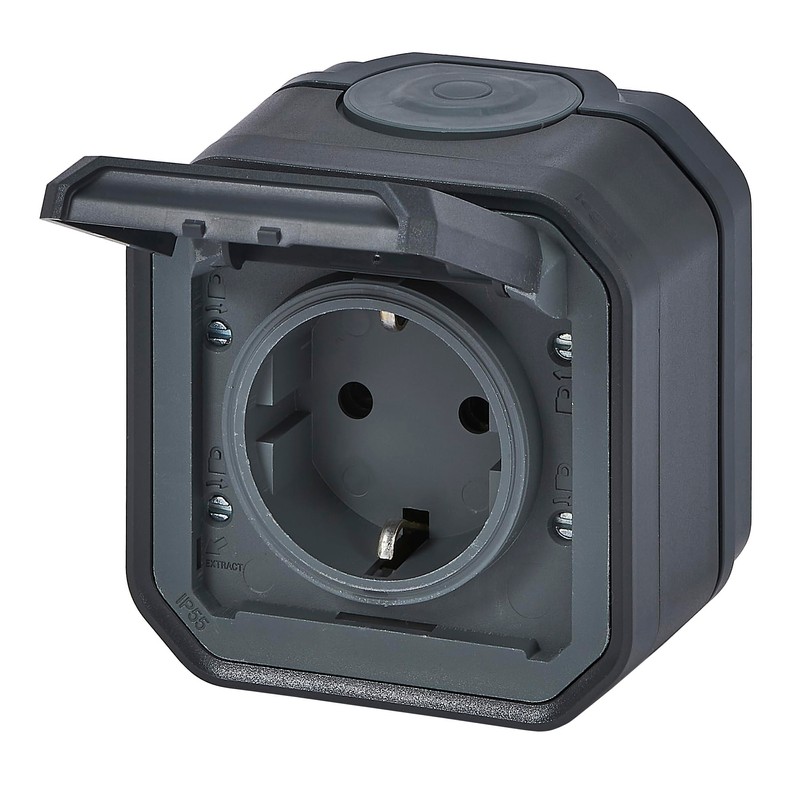 LEGRAND, Plexo New 069799L Surface-Mounted Socket Schuko Standard with Hinged