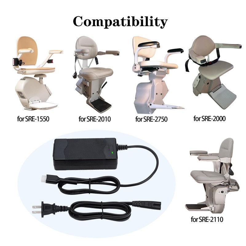 Stairlift Charger Compatible with Bruno Stair Lifts 2402,2402N,24024,24018,2110,1550,2000,2010,2750 Models (24V