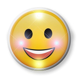 Light Up Smiley Happy Face Flashing Blinking LED Body Light Lapel Pins (25-Pack)