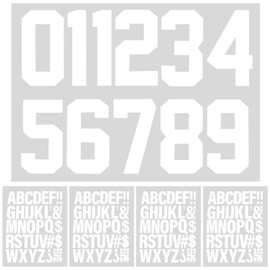 SAVITA 147PCS Heat Transfer Letters and Numbers, Waterproof 8 Inch Iron on Numbers and 2 Inch Iron on Letters for DIY T-Shirt Bags (White)