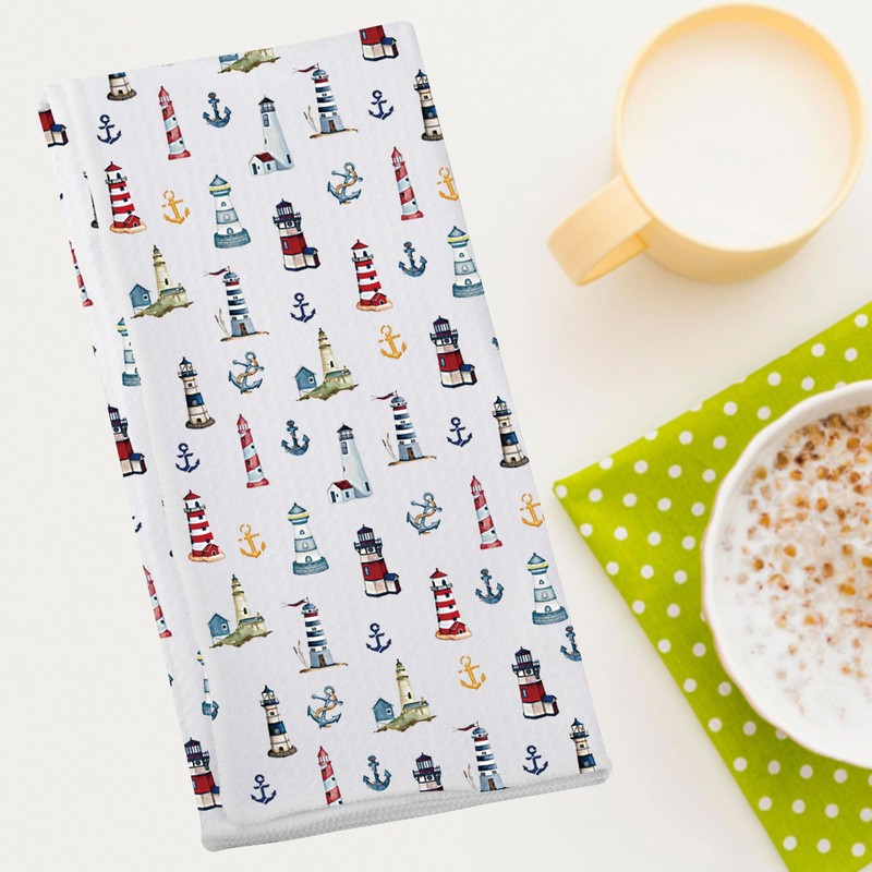 MYSOMY Lighthouse Kitchen Towel Lighthouse Anchor Towels Lighthouse Housewarming Gift