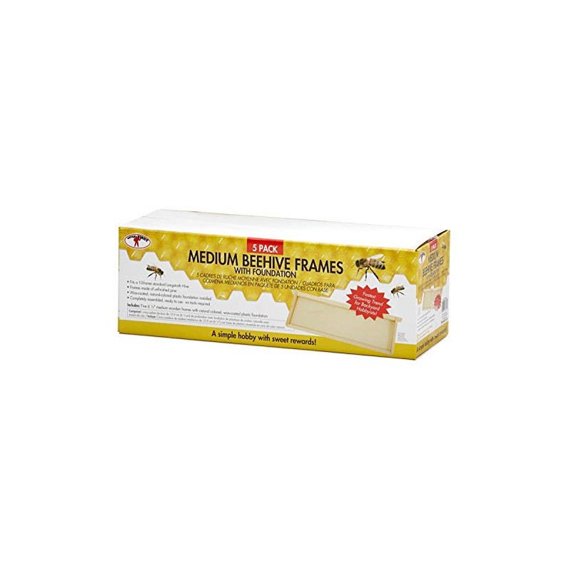 Little Giant Beehive Medium Frames Medium Frames Natural-Colored Plastic Foundation