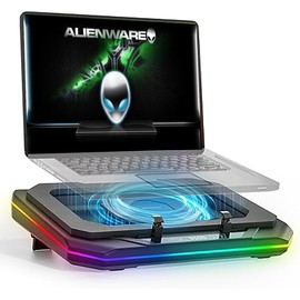 Cooling Pad for Dell Alienware Aurora 16 16X Alienware M16 X16 R1 R2 16 inch Gaming Laptop, Cooler with Powerful Turbo Cooling Fan, Variable Speed,6 RGB Light Mode,Touch Startv,LCD Screen
