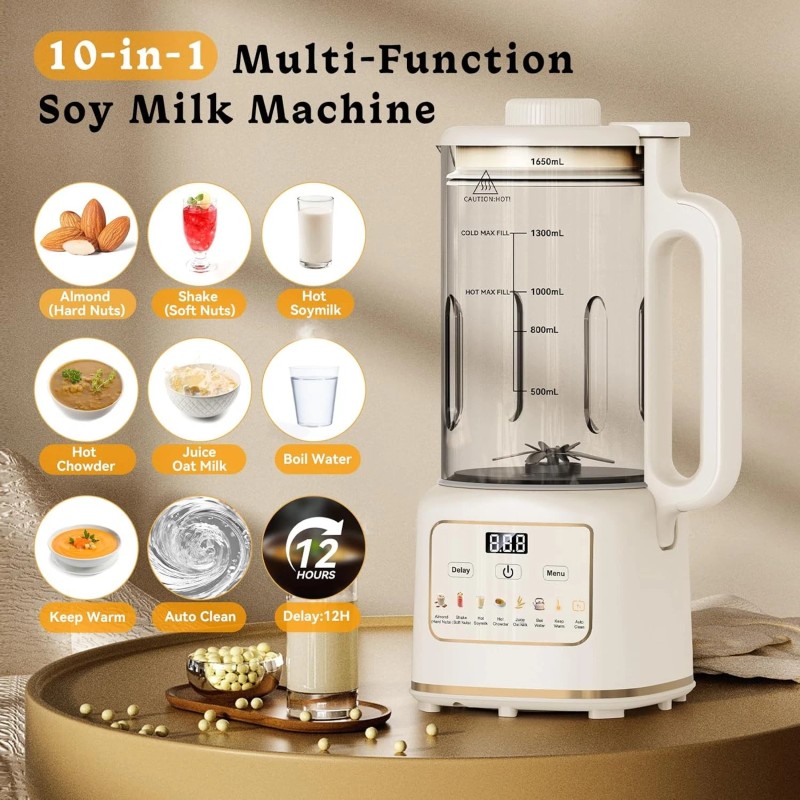 Flelano 55oz Nut Milk Maker Machine, 10 in 1 Upgrade