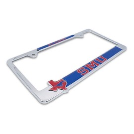 Premium All Metal SMU Alumni License Plate Frame w/Texas Shaped Insert - Second Generation (SMU)