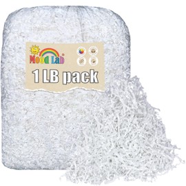 Mood Lab Crinkle Cut Paper Shred Filler - 1 LB White - Shredded Cut Paper for Basket Filling - Gift Box Kraft Wrapping Paper