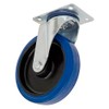 Ø125mm Heavy-Duty Blue Elastic Rubber Swivel Castor Wheel - Trade