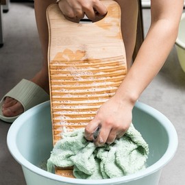 Hand Wash Bamboo Washboard (50x18cm) (Round)