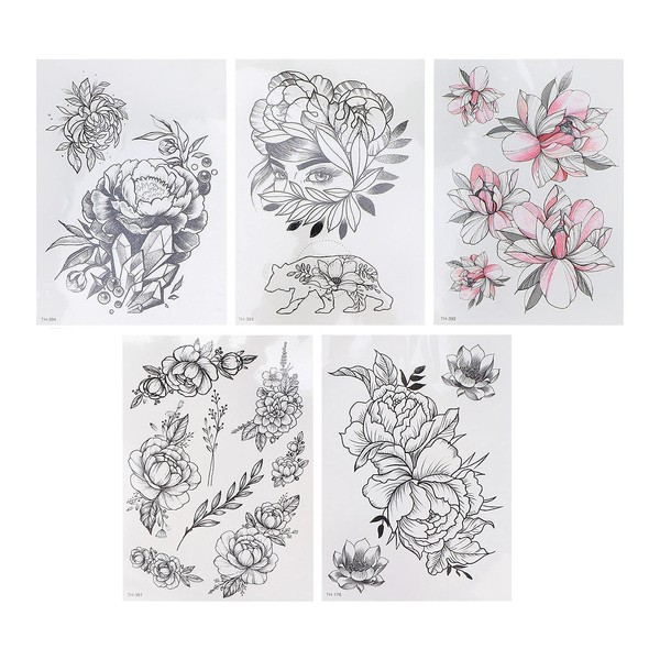 Floral Pattern Tattoo Stickers, Temporary Waterproof Tattoo Sticker Accessories for Women