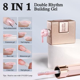 Double Rhythm Double Rhythm Milky Pink Rubber Gel Nail Polish 15ml Nail Strengthener in a Bottle Nail Extension Hard Gel Soak Off Long Lasting Gel (Light Pink 8 in 1-4)