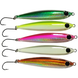 Kmucutie Saltwater Glow Fishing Jigs Deep Sea Fishing Jig Lures for Tuna,Grouper,Dogtooth,Bass Salmon (3 pcs Mixed Color F-with Hook, 400 G)