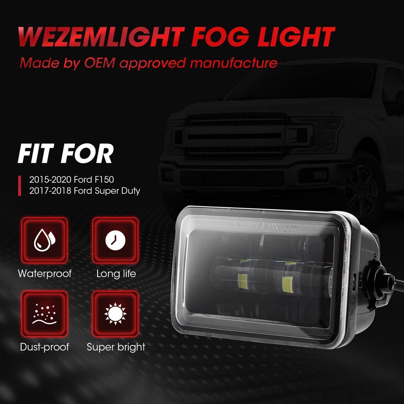 WEZEMLIGHT LED Fog Lights Compatible With 2015-2020 Ford F150 F-150