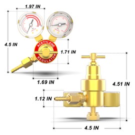 MEANLIN MEASURE Regulador de acetileno para soldadura, medidores de gas CGA 200, regulador de antorcha de corte, salida 0-200 PSI, entrada 0-400 PSI, medidor de presión doble con salida de 9/16"-18 y conector de manguera