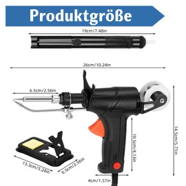 Industrial Welding Gun, Automatic Soldering Gun Kit, Hand Welding Machine for Circuit Board Repair, Welding Machine Set with 5 Soldering Tips, 2 Rolls Tin Wire, ESD Safe Tweezers (EU Plug)