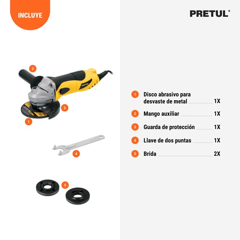Truper 24035 / ESMA-4-1/2P2-4 1/2" 630 W Angle Grinder, Pretul