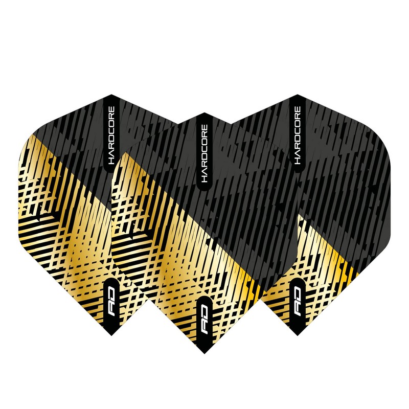 RED DRAGON Hardcore Premium Gold and Black Fleck Dart Flights