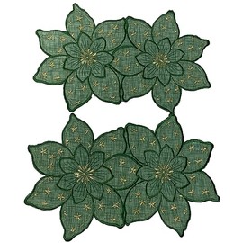 Aude Home Doilies Pack of 2 Embroidered Blankets 30 x 45 cm Oval with Christmas Motif (30 x 45 cm Oval)