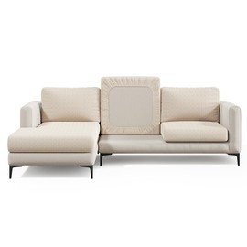 Nolan Interior Magic Sofa Cover - Classic Jacquard Back Couch Cover - Small, Ivory Beige - Pet Proof, Easy Install, Stretchy Slipcover