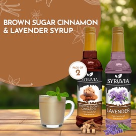 Syruvia Coffee Syrup Variety Pack - Brown Sugar Cinnamon & Lavender- Gluten-Free, Kosher, 25.4 fl oz Bottles - Enhance Your Coffee Experience with Premium Flavoring Syrups