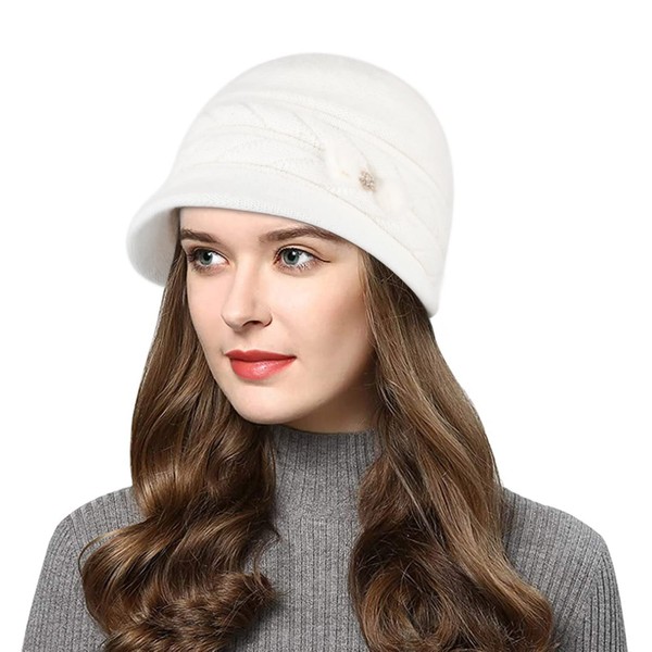 Wantonfy Women Beanie Hat Winter Fleece Line Beret Hat French