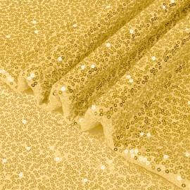 Vonty Sequin Fabric by The Yard - 1 Yard Gold Sequin Fabric, Glitter Fabric Sparkly Shiny Fabric Mesh Mermaid Fabric for Sewing Wedding Dress Tablecloth Party Decorative DIY(48 Inch Wide)