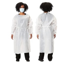 Disposable Isolation Gowns - White Level 2 PPE Gowns Disposable - Knee-Length, Non-Woven, Fluid-Resistant Gowns, Latex Free (10, L)