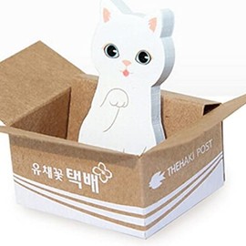 Gifts UK® Korean Style Kitten Cat Cute Mini Sticky Notes Novelty Bookmark Memo Index Tab Page Markers (White Cat)