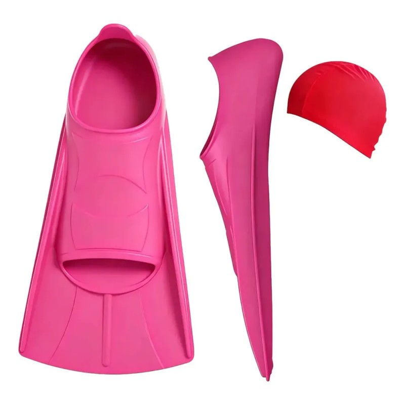Aletas Cortas De Buceo Antideslizantes Para Hombres Mujeres Rosa roja