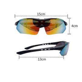 HugeAuto Polarized Sports Sunglasses With UV 400 Protection Unisex adult Plastic frame polarized sports sunglasses Sand black frame with five interchangeable lens satisfied any outdoor activities use