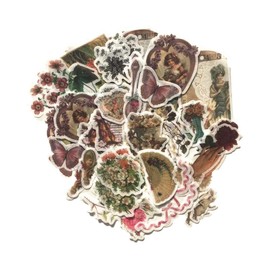 DESEACO Vintage Fairy Tale Flower Washi Sticker Pack - Artsy Retro Decals with Assorted Butterfly, Floral, Lady Dowager Portraits (Fairy Fantasy Garden, 120 Pcs)