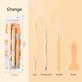 Scrapbooking Tools Kit, 4-Piece Glue Pen Set, Hand Tool Kit for Paper Art, Card Making, Collage Crafts (Orange)