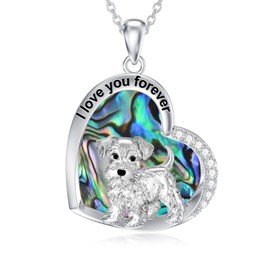 MEIDERBO Heart Schnauzer Necklace 925 Sterling Silver Schnauzer Pendant Necklace Schnauzer Dog Jewelry Gifts for Women Dog Lovers