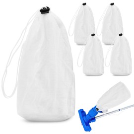 5Pcs Vacuum Pool Cleaner Fine Mesh Bag, Nylon Pool Vacuum Replacement Mesh Bag with Pull & Lock Cord for Collecting Leaves and Debris(White,Size:11.4 * 5.5inch)