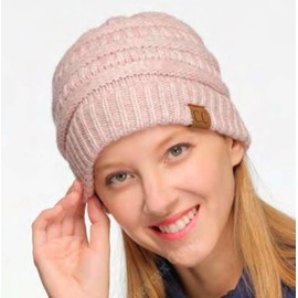 C.C Trendy - Gorro de punto trenzado grueso y suave y elástico, Mezcla azul de acero suave y cómodo, Talla única