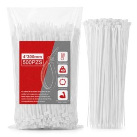 500 Piezas Cinchos de Plastico Autobloqueantes 4x300mm, Bridas para Cables Nylon Resistente UV y Fuego, Resistente a la Tracción, Organizador para Hog