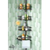HAMITOR Corner Shower Caddy Tension Pole: Rustproof Stable 4-Tier Bathroom