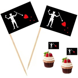 100 Pcs Pirate Edward Teach Toothpick Flag Mini Small Cupcake Topper Blackbeard Pirate Flags ﻿