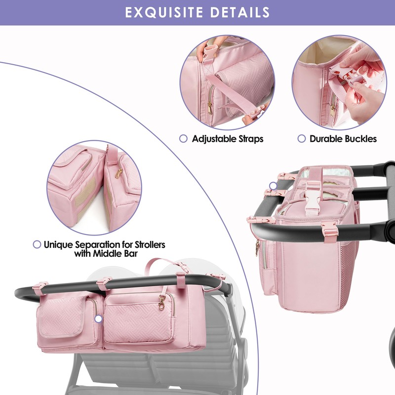 Prokva Double Stroller Organizer Compabitle with BOB Duallie and Baby