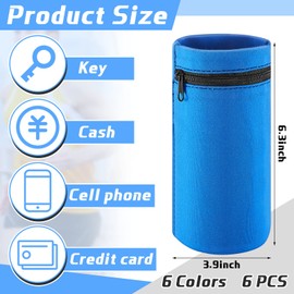 6 Pieces Zipper Wrist Pouch Wrist Wallet Travel Wallet Wrist Purse for Women Wrist Pocket Wrist Band for Men Card Key Running Walking Hiking Basketball, 6 Colors