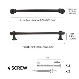 POVEFONK 10 Pack 7.5 inch(192mm) Matte Black Kitchen Cabinet Handles Cabinet Pulls Black Drawer Pulls Kitchen Cabinet Hardware Kitchen Handles Drawer Pulls Dresser Handles