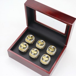 Championship Ring Display Case Box Wooden Storage Box for Sports Baseball Fans Souvenir 6 Holes
