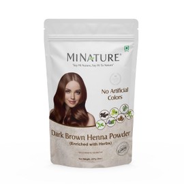 minature Dark Brown Henna Powder | Enriched with, Brahmi, Haritaki, Amla, Neem, Skikakai | Natural Dark Brown Hair Color Sourced from Rajasthan | No Artificial Preservatives| 227gram (1/2lb)(8Oz)