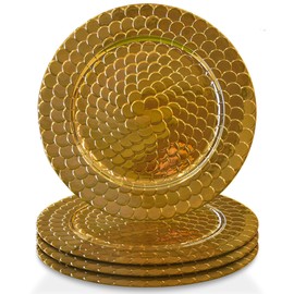ChargeIt by Jay Snake Set of 4 Round Charger Plates, 13x13, Gold