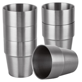 WOPPLXY 6PCS 300ml/10oz Stainless Steel Cups, Stackable Mugs Metal Cups Double Wall, Reusable Stainless Steel Drinking Mugs for Camping, Hiking, Outdoor, Party