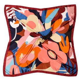 DRESHOW Large Square Satin Headscarves Hair Scarves Silk Accessories Classic Patterned Squares Beach Bandanas for Women