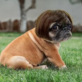 Cute Short Hair Wig for Pets, Funny Pet Wig Hair Accessories for Dogs & Cats, Creative Pet Supplies, Summer Gift, Cat Products, Pet Product, Dog Grooming Kit, Pet Supplies, Christmas Gift - Color: Brown, Specification: one-size