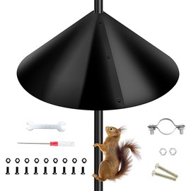 PP Squirrel Proof Baffle, Pole Mount Squirrel Guard Stopper for Outdoors Bird Feeder Pole - (Black, 16inch,1 Pack)