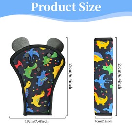 DOINEUFL Seatbelt Covers, Universal Car Seatbelt Covers Kids, Seat Belt Covers, Car Seat Accessories, Child Seat Belt Pads Shoulder Pad (Dinosaur Pattern)