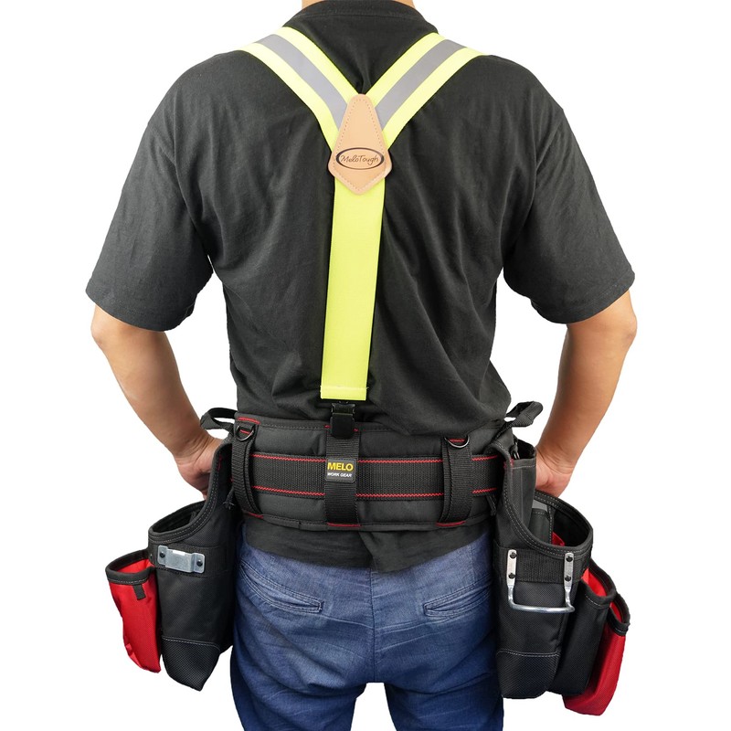 MELOTOUGH Tool Belt Suspenders Reflective Safety Suspenders With Fully Elastic