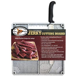 Hi Mountain Beef Jerky Slicer Kit | Features 13.5” Serrated Knife & Non-Slip, Dishwasher-Safe Cutting Board Designed to Slice 1/4" & 3/8" Meat Strips. Use With Hi Mountain Jerky Seasonings & Cure